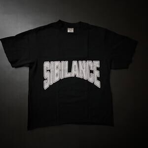 Sibilance T Shirt Mens Large Black Cropped Box Fit Double Sided Skater Shaka Y2k